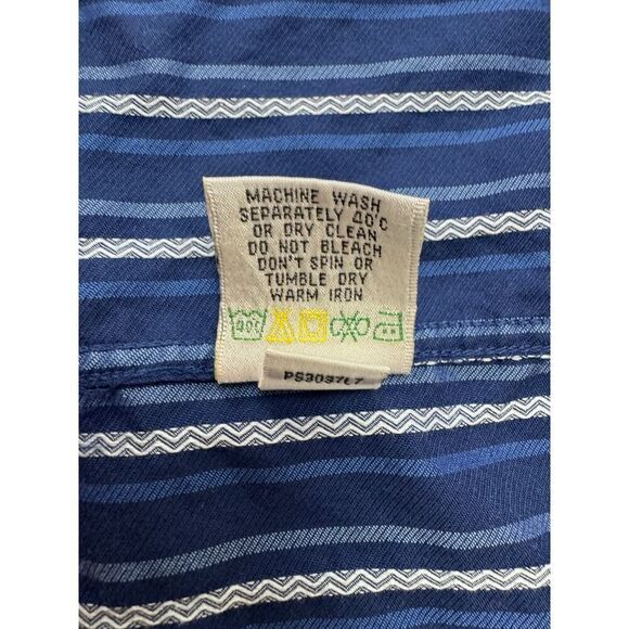 Bugatchi Uomo Dress Shirt Button Down Stripes Blue Twee Men's Large - Picture 7 of 10